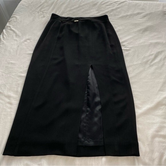 Dana Buchman Maxi Front Slit Black Pencil Skirt Luxurious Fabric Size 14 - Picture 1 of 9
